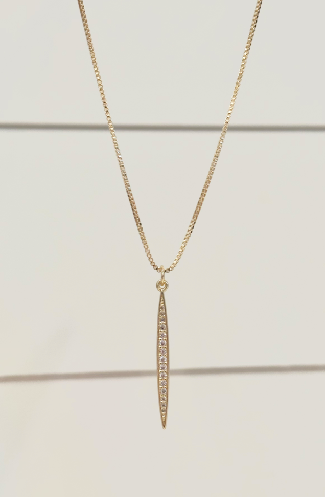 Long Box Chain with Studded Pendant