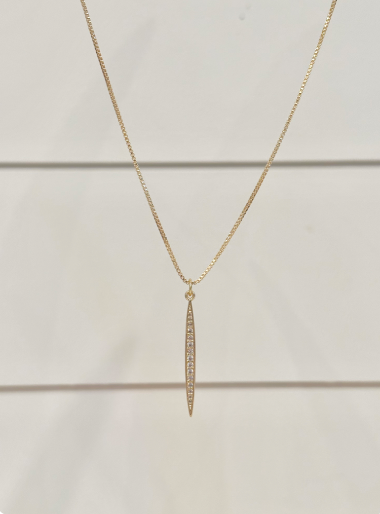 Long Box Chain with Studded Pendant